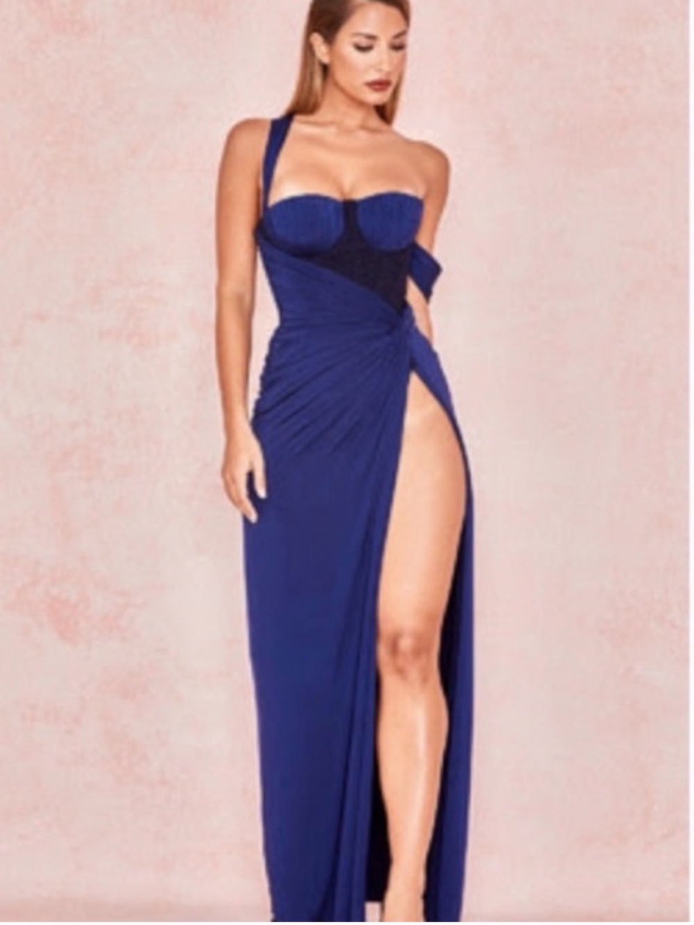 House of CB Charmaine midnight blue navy bodice dress Sz medium